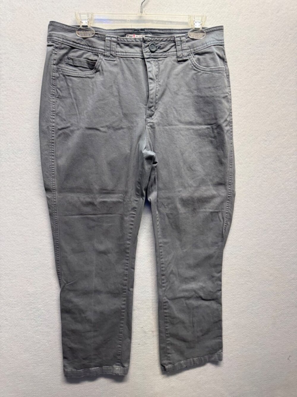 Lee Womens Classic Fit Straight Leg Gray Pants Size 12 Medium Cotton Spandex